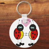 Ladybugs zusammen halten Händchen in der Liebe Schlüsselanhänger (Vorderseite)