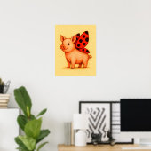 Ladypig Pig Wall Art, Ladybug Wings Pig Poster (Heimbüro)
