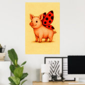 Ladypig Pig Wall Art, Ladybug Wings Pig Poster (Heimbüro)