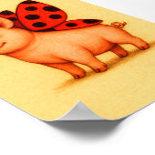 Ladypig Pig Wall Art, Ladybug Wings Pig Poster (Ecke)