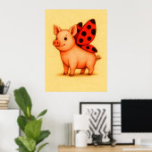 Ladypig Pig Wall Art, Ladybug Wings Pig Poster (Heimbüro)
