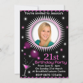 Lady's 21. Geburtstag Party Foto Einladung
