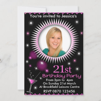 Lady's 21. Geburtstag Party Foto Einladung
