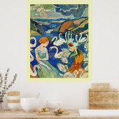 Ladys and Swans im Fluss Poster (Küche)