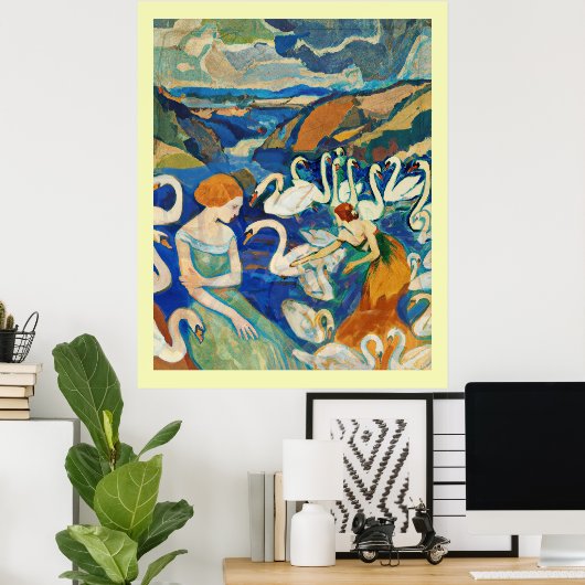 Ladys and Swans im Fluss Poster (Heimbüro)
