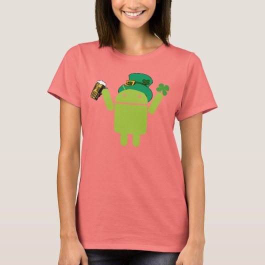 Ladys Android Leprechaun Ringer Shirt (Vorderseite)