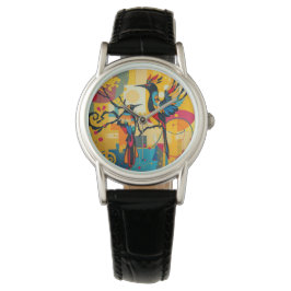 Ladys Art Deco Bird Abstrakt Watch Armbanduhr
