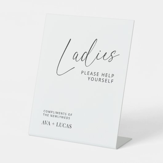 Ladys Bad Basket Minimal Hochzeitsempfang Sockelschild (Vorderseite)
