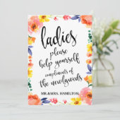 Ladys Bathroom Basket Affordable Boho Floral Sign (Stehend Vorderseite)