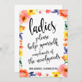 Ladys Bathroom Basket Affordable Boho Floral Sign (Vorne/Hinten)