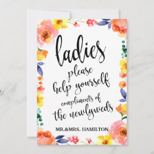 Ladys Bathroom Basket Affordable Boho Floral Sign