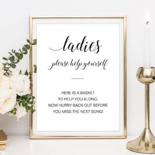 Ladys Bathroom Basket Elegantes Hochzeitszeichen Poster