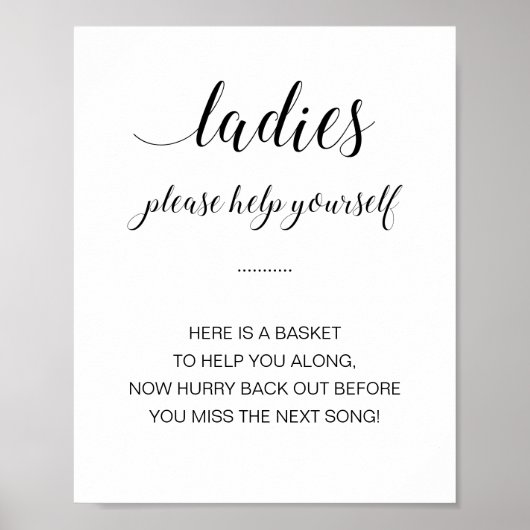 Ladys Bathroom Basket Elegantes Hochzeitszeichen Poster (Vorne)