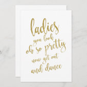 Ladys Bathroom Gold - erschwingliches Hochzeitszei Einladung (Vorne/Hinten)