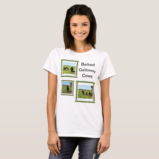 Ladys Belted Galloway Cows T - Shirt, T-Shirt (Vorne ganz)