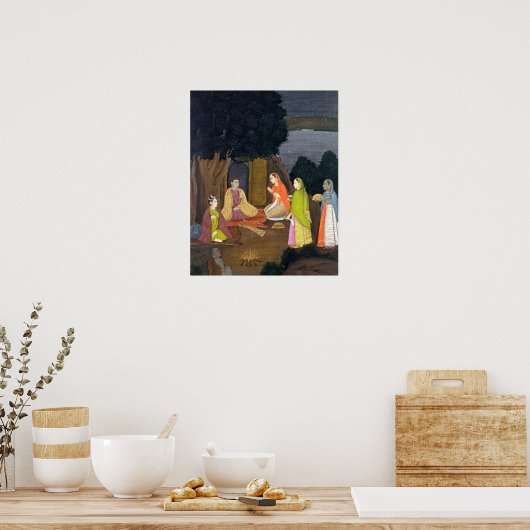 Ladys besucht Yogini, Schule von Faqurullah Kha Poster (Küche)