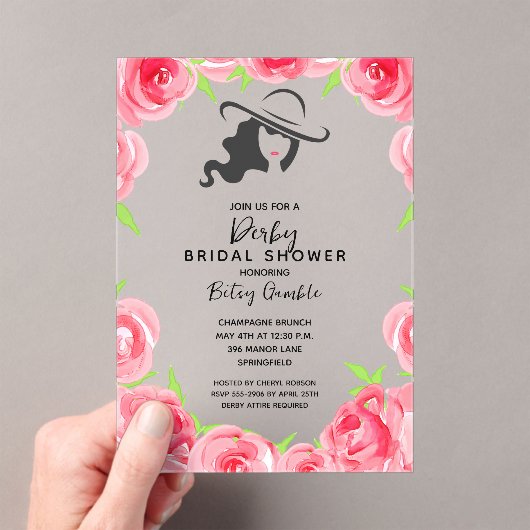 Lady's Big-Hat-Brautparty Acryleinladungen (Insitu (Handheld))