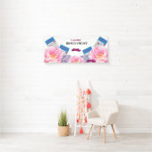 Ladys' Bingo Night Colorful Blue Pink Blume Banner (Insitu)