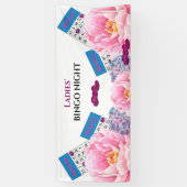 Ladys' Bingo Night Colorful Blue Pink Blume Banner (Vertikal)