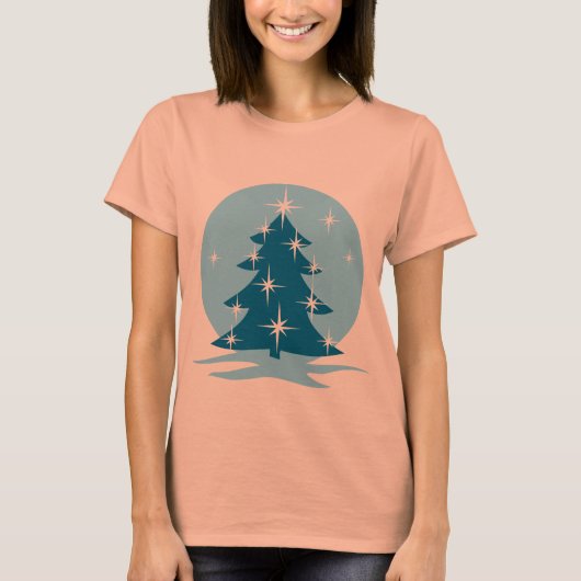 Lady's Blue Christmas Shirts Blue Tree T - Shirt (Vorderseite)