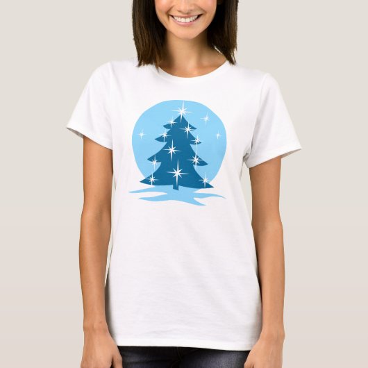 Lady's Blue Christmas Shirts Blue Tree T - Shirt (Vorderseite)
