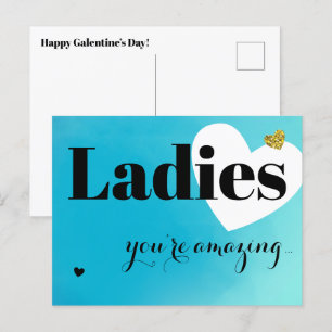 Ladys Blue Galentine Feiertagspostkarte