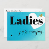 Ladys Blue Galentine Feiertagspostkarte (Vorne/Hinten)