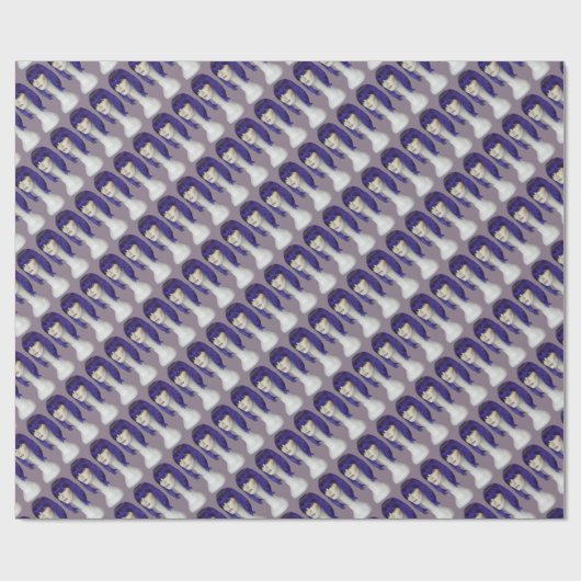 Ladys Blue Wig Geschenkpapier (Flach)