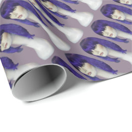 Ladys Blue Wig Geschenkpapier