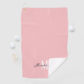 Ladys Blush Pink Script Monogram Name Golfhandtuch (Insitu)