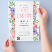 Ladys Church Luncheon Spring Floral QR Code Flyer (Hand)