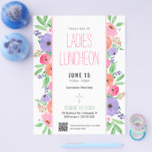 Ladys Church Luncheon Spring Floral QR Code Flyer (Einzeln)