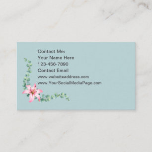 Ladys Contact Cards Eucalyptus Theme Floral Visitenkarte