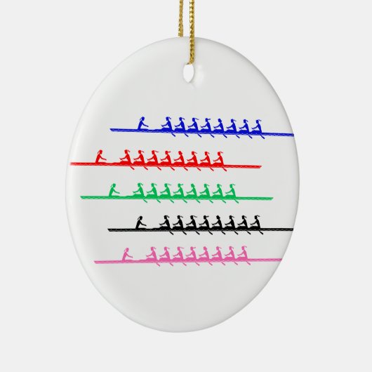 Ladys Crew Race Rowers Rowing - Bis zu fünf Boote Keramik Ornament (Rechts)