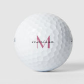 Ladys Custom Pink Name Monogram Golfball (Vorderseite)