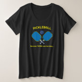 Ladys Custom text (vorne und hinten) Pickleball Große Größe T-Shirt (Design vorne)