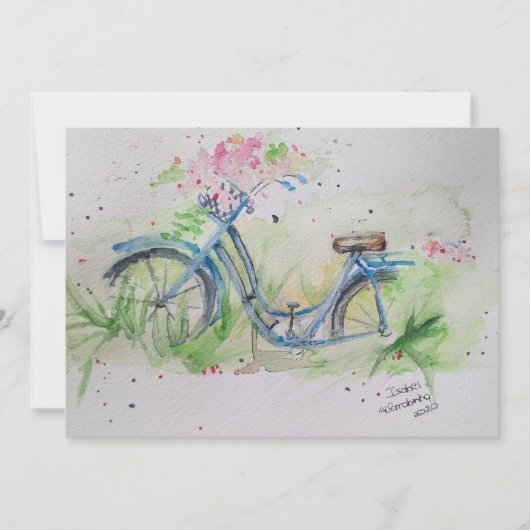 Ladys Fahrrad im Frühjahr Einladung (Vorderseite)