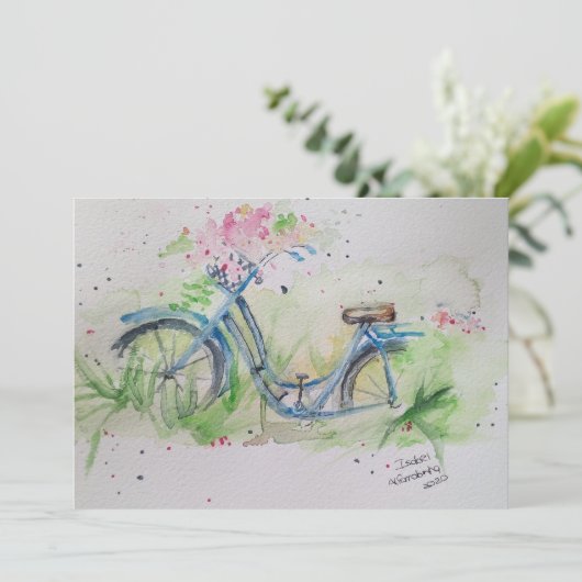 Ladys Fahrrad im Frühjahr Einladung (Stehend Vorderseite)