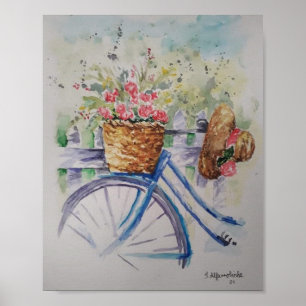 Ladys Fahrrad im Frühjahr Poster
