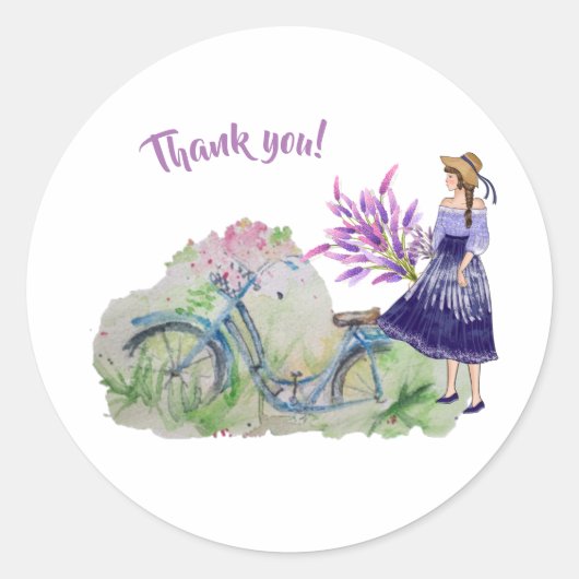 Ladys Fahrrad im Frühjahr Runder Aufkleber (Vorderseite)