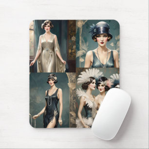 Ladys Fashion Foto Collage der 20er Jahre, Mousepad