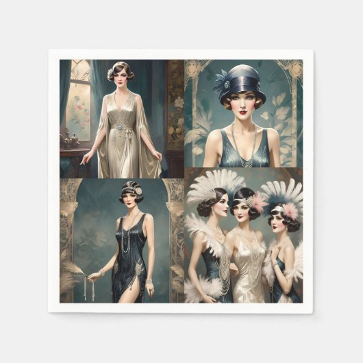 Ladys Fashion Foto Collage der 20er Jahre, Serviette (Vorderseite)