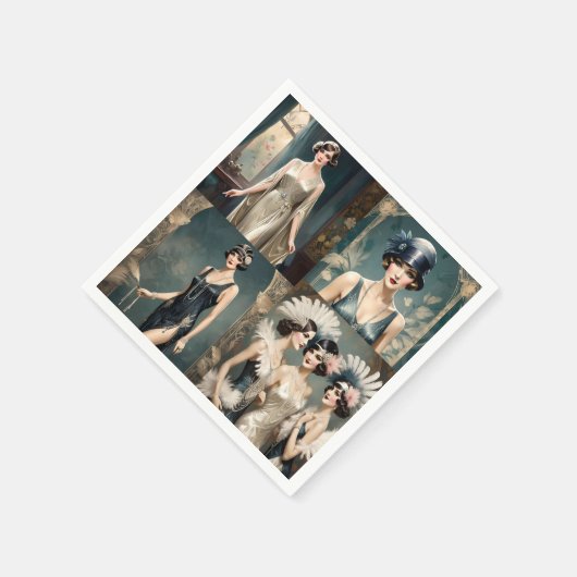 Ladys Fashion Foto Collage der 20er Jahre, Serviette (Ecke)