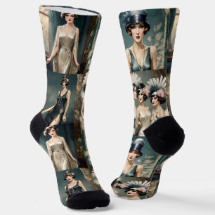 Ladys Fashion Foto Collage der 20er Jahre, Socken