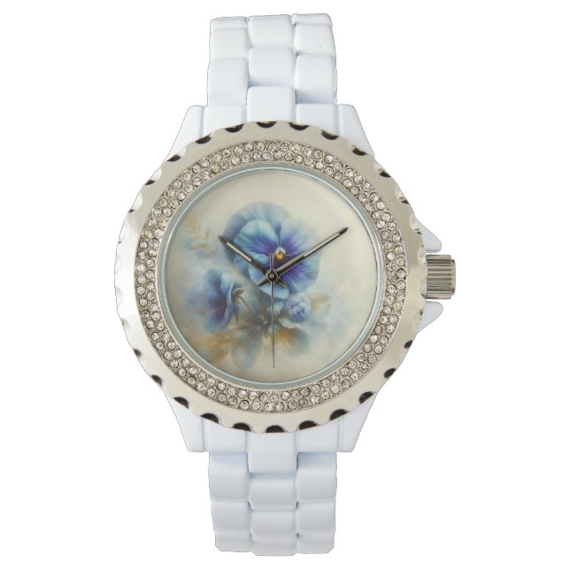 Ladys Floral Pansy Watch Armbanduhr (Vorderseite)