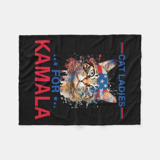 Ladys for Kamala Funny Cat 2024 Präsident Kamala-K Fleecedecke (Vorderseite (Horizontal))