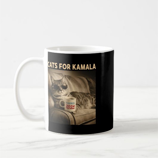 Ladys for Kamala Funny Cat 2024 Präsident Kamala Kaffeetasse (Links)