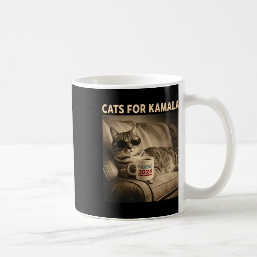 Ladys for Kamala Funny Cat 2024 Präsident Kamala Kaffeetasse (Rechts)