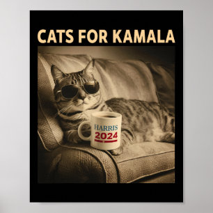 Ladys for Kamala Funny Cat 2024 Präsident Kamala Poster