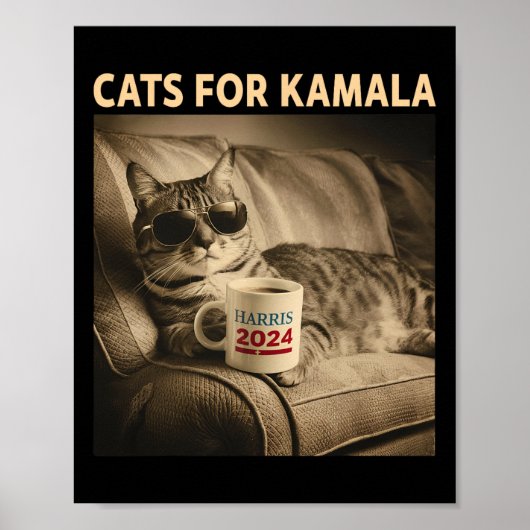 Ladys for Kamala Funny Cat 2024 Präsident Kamala Poster (Vorne)